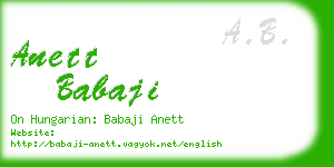 anett babaji business card
